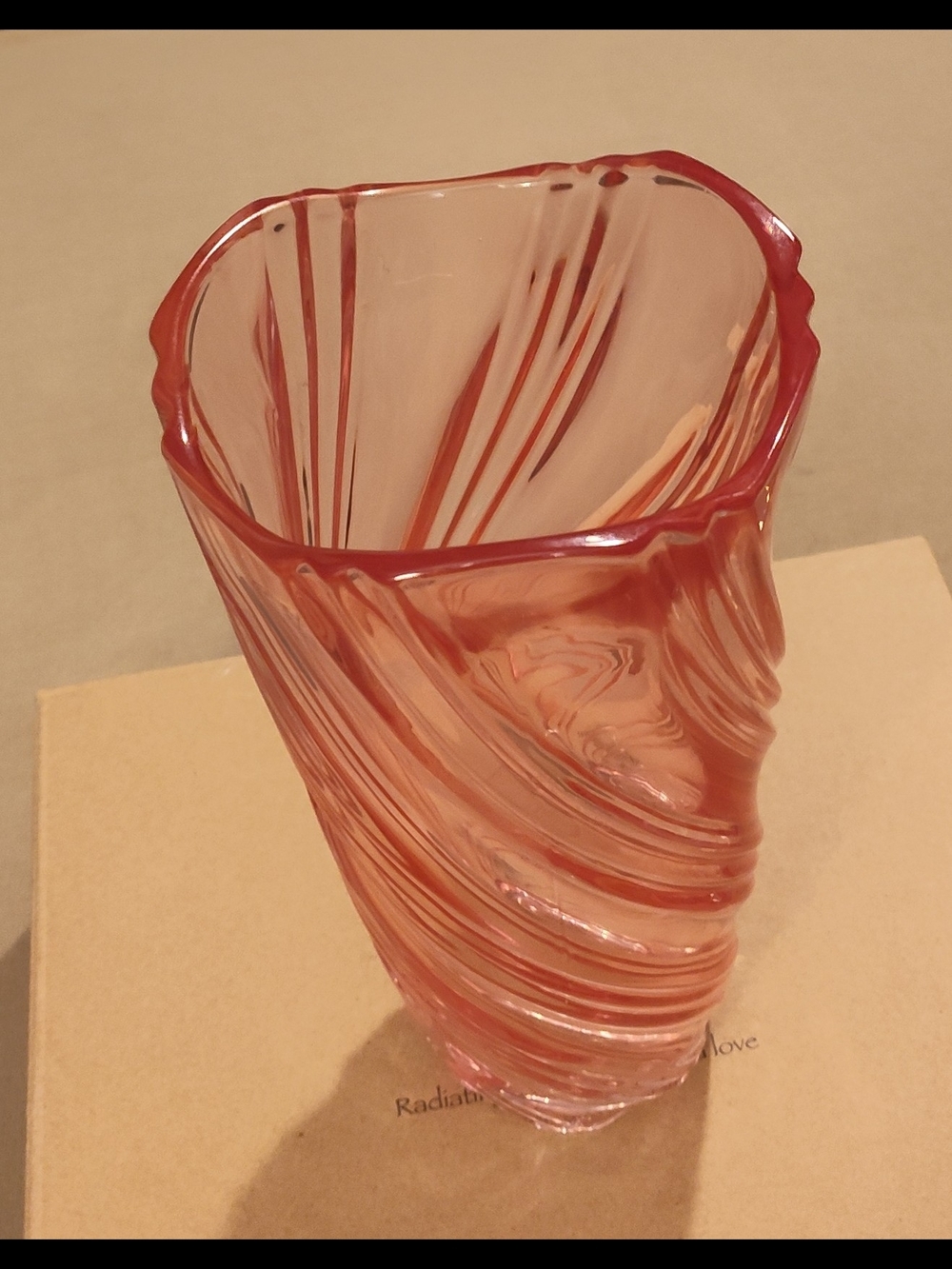 Vintage Val Saint Lambert Pink Crystal Swirled Glass Vase - Home Accents